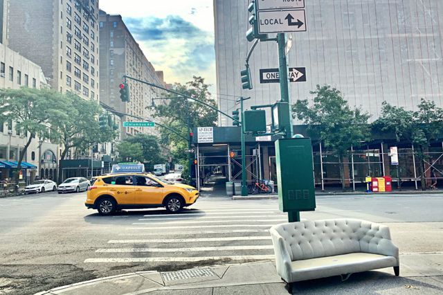 A photo of an abandoned couch on Columbus Avenue